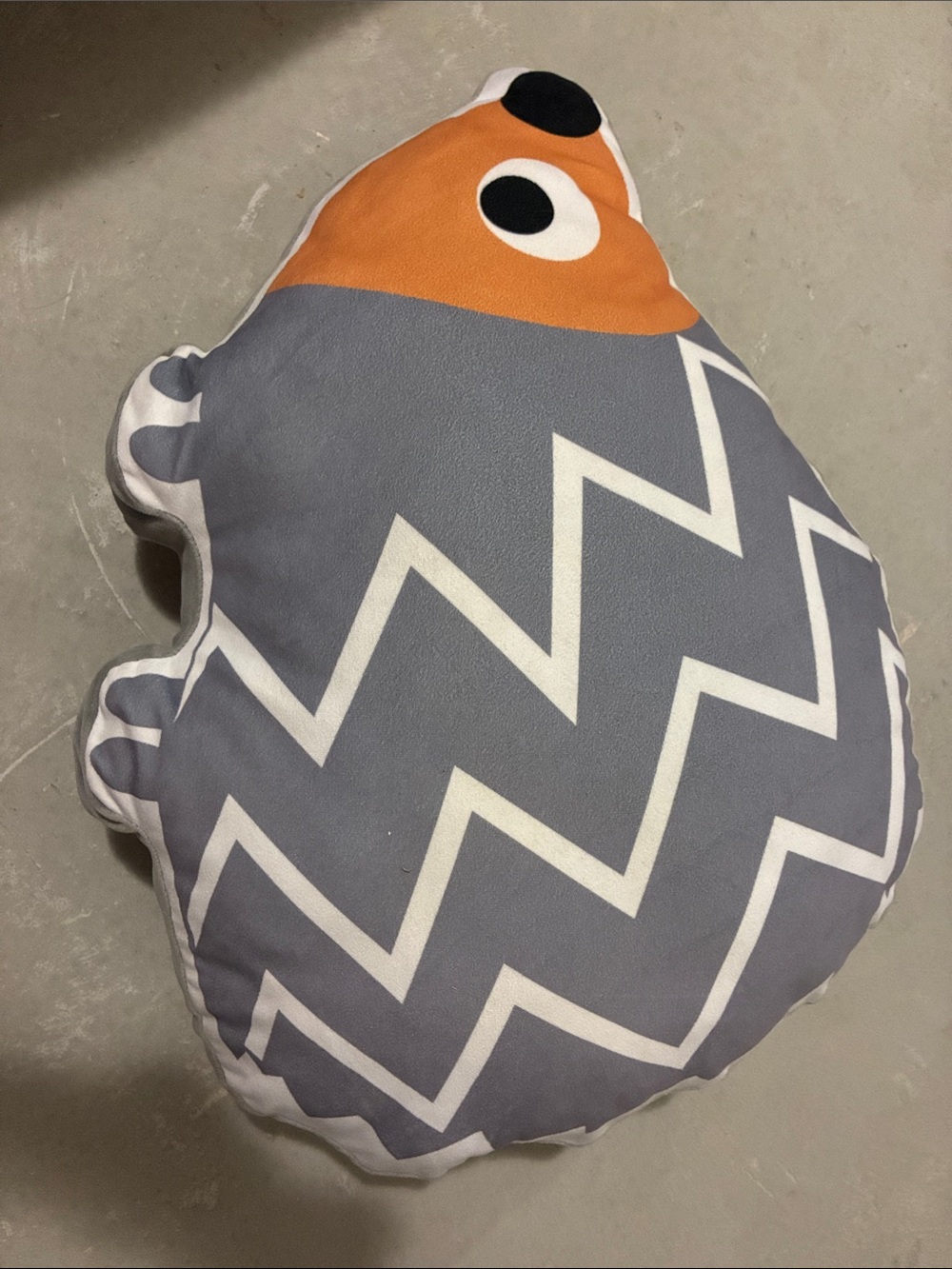 Gray and Orange Plush Pillow - Soft Decorative Pet Cushion